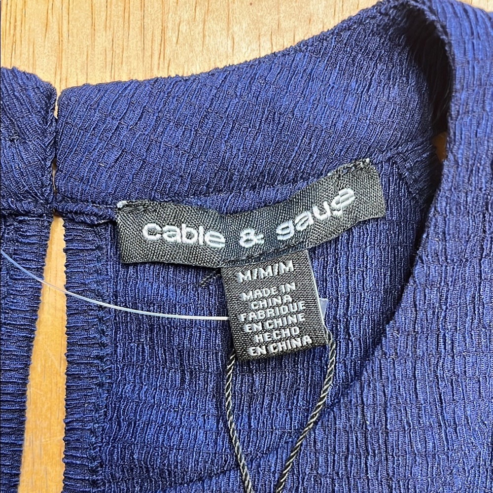 Cable & Gauge Blue Embellished Pleated Tank Top - Picture 2 of 7